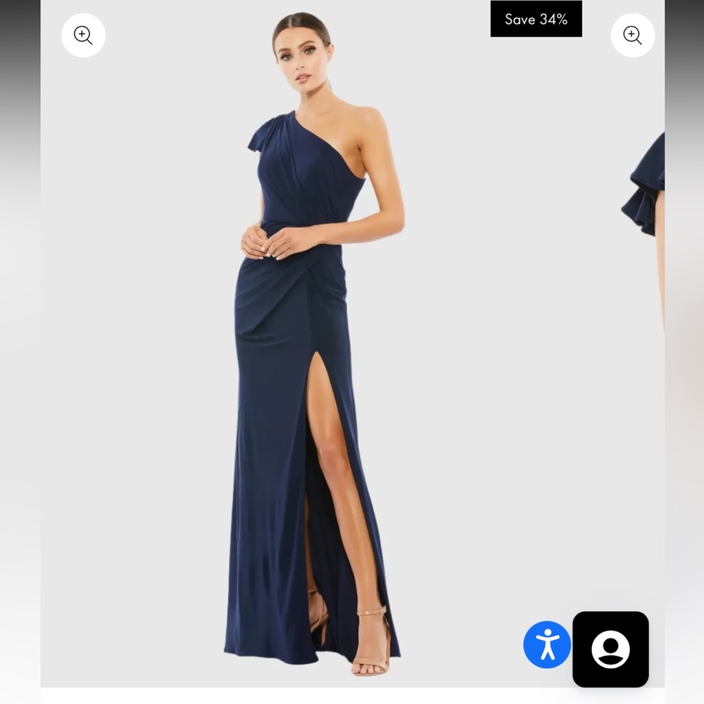 NWT MAC DUGGAL RUFFLED ONE SHOULDER DRAPED GOWN SIZE 4 B2231